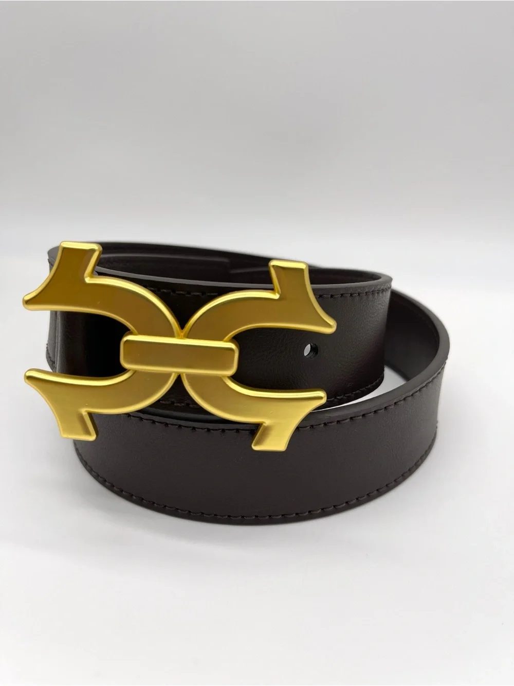 True Religion Double Horseshoe Belt Brown Gold Size 34 Brand New NWT Y2K
